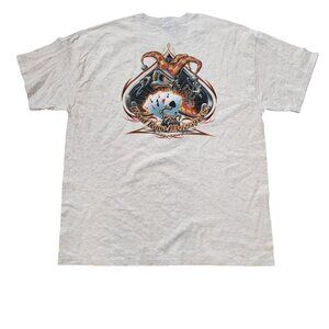 VTG RRM Road Rage Motorcycles T-Shirt XL Joker 4 Aces Gray Campbell CA NEW